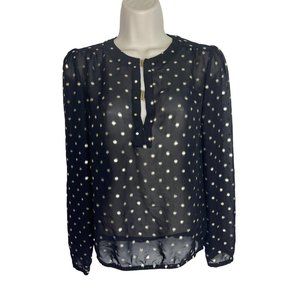 THE LIMITED Women's Blouse Sheer Black with Hardware Detail Size XS